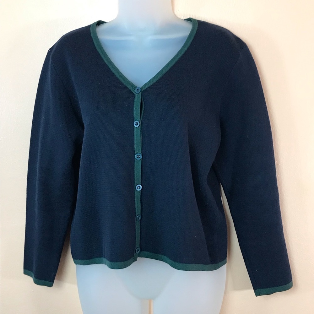 Pendleton Blue Green Button Down Cardigan Sweater Women S Petite